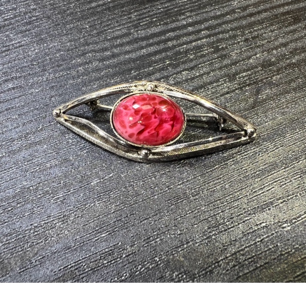 铁合金玻璃胸针 vintage中古琉璃胸针复古红色精美百搭宫廷风