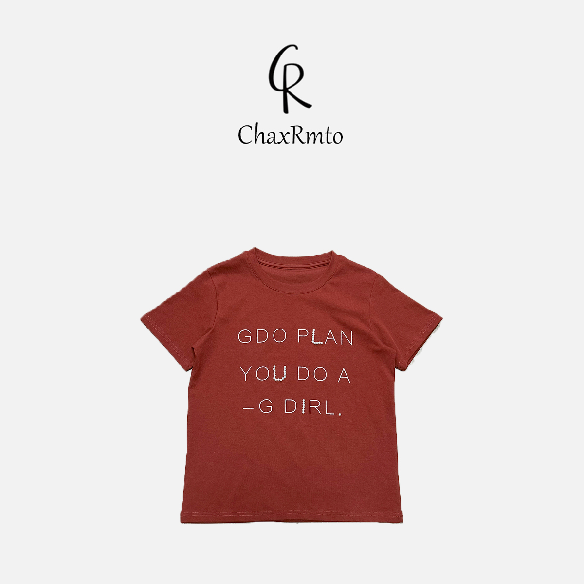 ChaxRmto斯斯 夏季时尚圆领套头休闲短袖宽松短袖上衣 SC1B0806