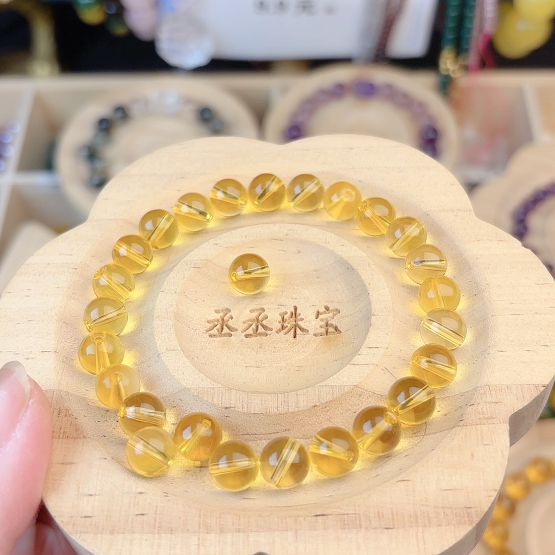 水晶手链合金黄水晶卡8