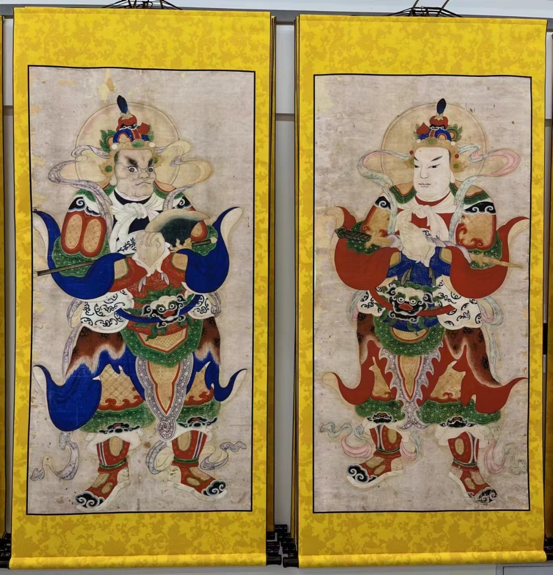 高清水陆画复刻佛教韦陀伟力哼哈二将监斋画挂画水陆画卷轴画原创