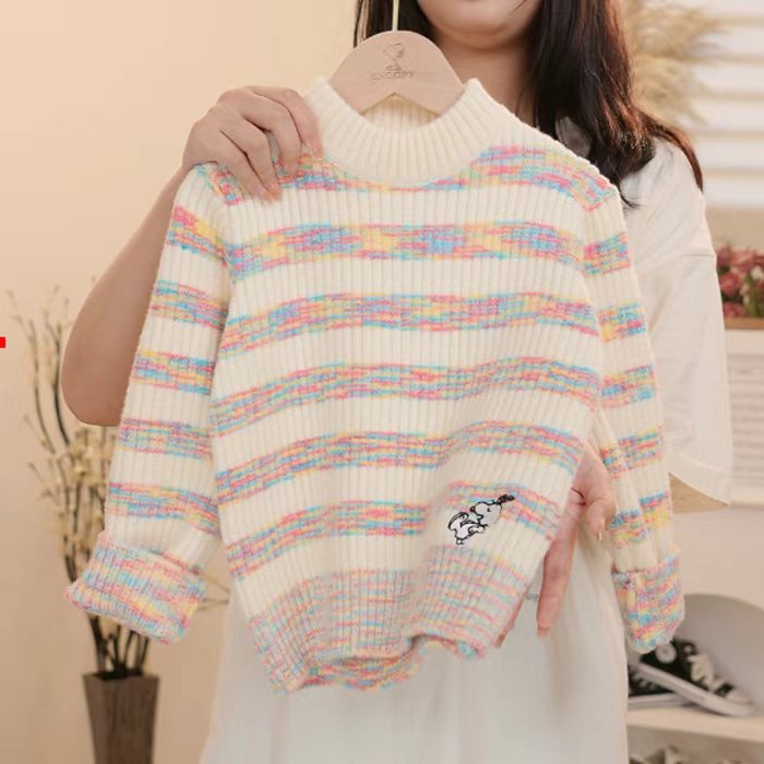 Snoopy/史努比女童毛衣短款冬款新款洋气女孩套头针织衫加厚毛衣