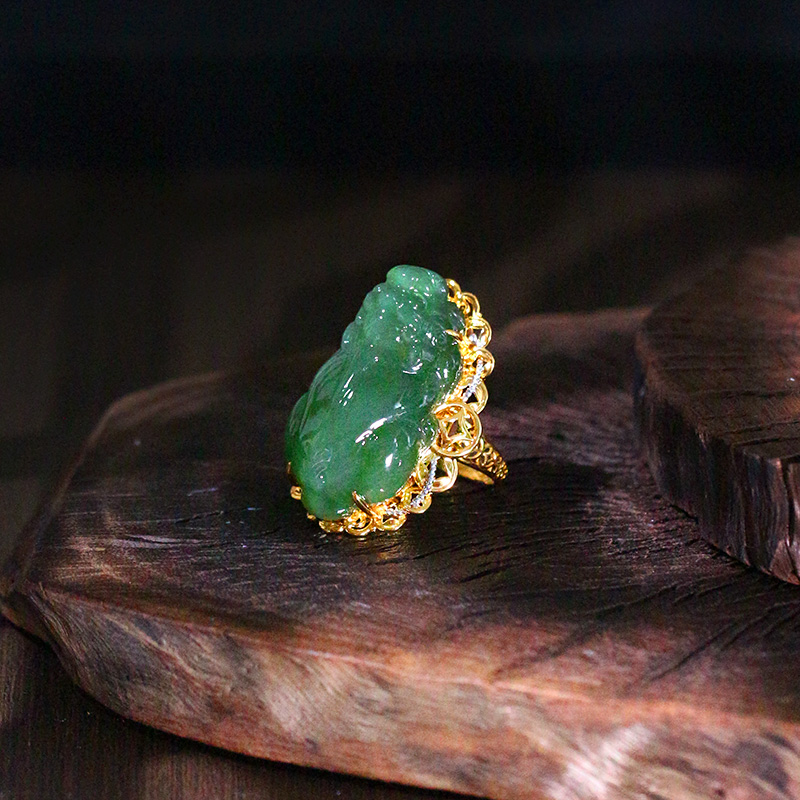 ［非藏大珠宝家］和田玉戒指貔貅【8963D】