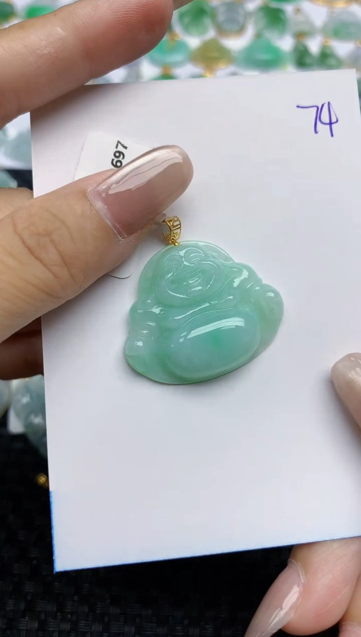 【闪购商品】翡翠颈饰18K金镶嵌天然A货翡翠 74