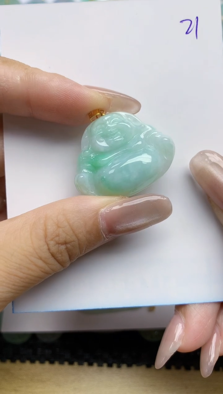 【闪购商品】翡翠颈饰18K金镶嵌天然A货翡翠 21