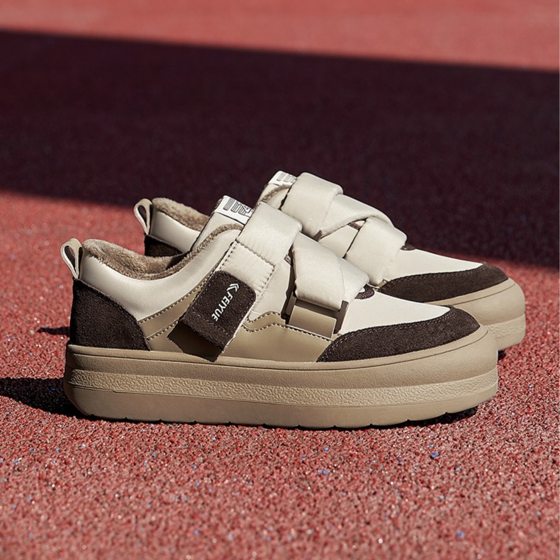 feiyue/飞跃加绒棉鞋2023秋冬新款低帮厚底保暖休闲鞋百搭板鞋002