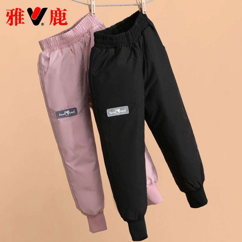 雅鹿儿童羽绒裤男童女童宝宝外穿2025新款冬季加厚中大童裤子长裤
