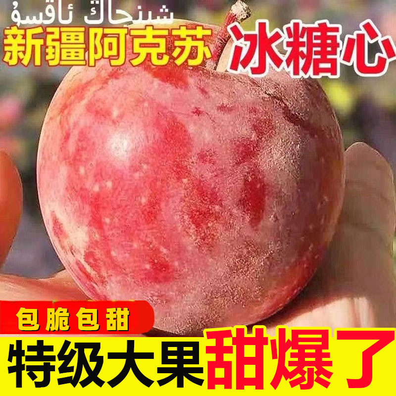 当季香甜正宗新疆阿克苏苹果色泽红润细腻苹果冰糖心果味脆甜多汁