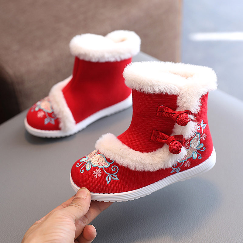 女童汉服鞋子绣花鞋老北京手工布鞋宝宝中国风拜年鞋古装刺绣童鞋