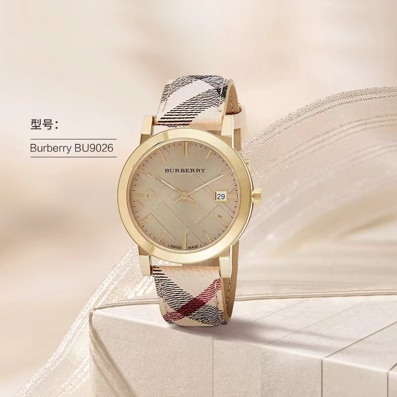 【六六英国仓】Burberry博柏利金色皮革石英女士表38表盘BU9026