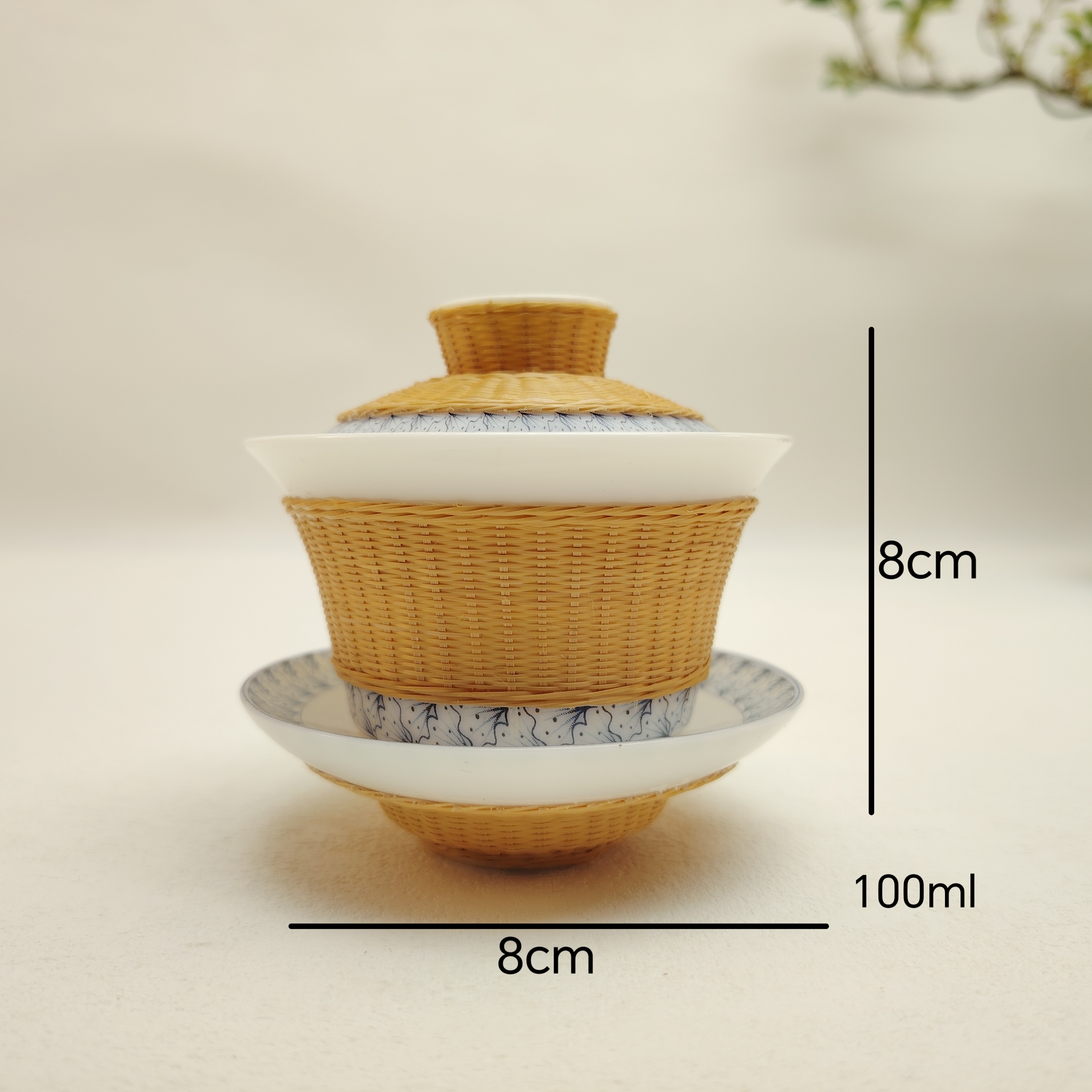 竹丝扣瓷手工制作盖碗高端茶具商务礼品独特礼品高端茶具精致茶具