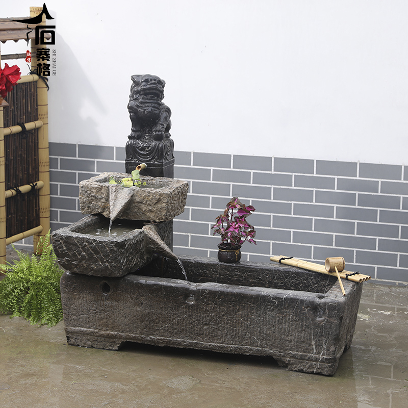 老旧马槽流水石槽组合户外庭院水槽青石大型石头鱼缸养鱼装饰摆件