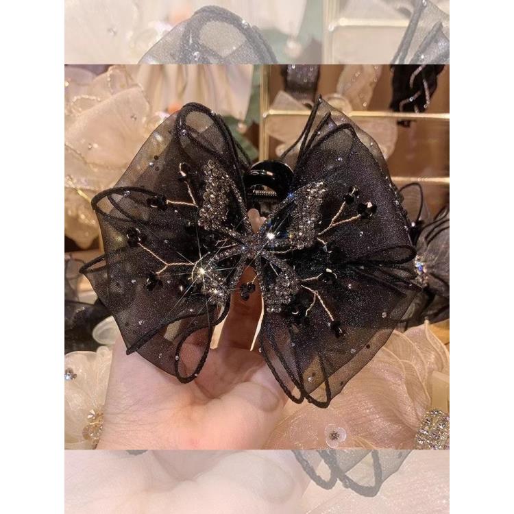 抓夹女2024新款高端双面蝴蝶结发夹后脑勺夹子头饰大号鲨鱼夹发卡