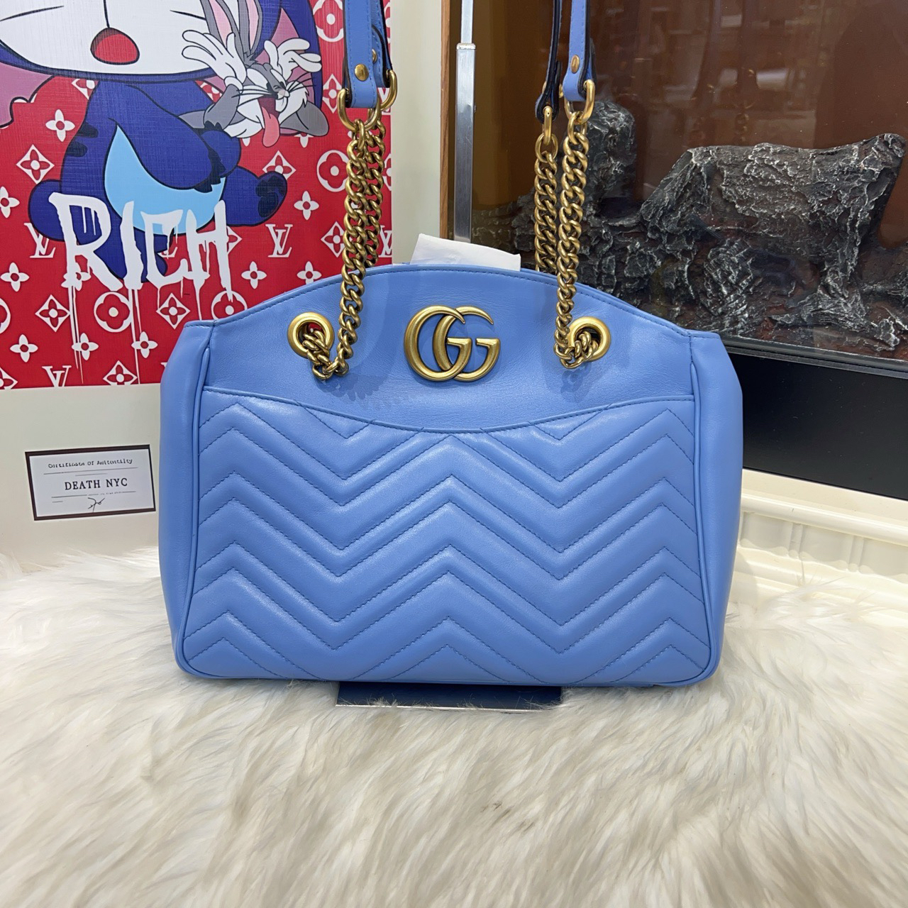95新 GUCCI/古驰 gucci古驰29底长马蒙单肩包 a5615