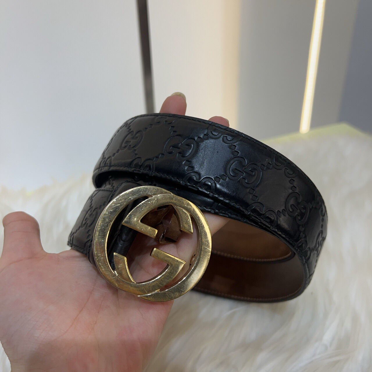 95新 GUCCI/古驰 gucci古驰压花金扣腰带bb094