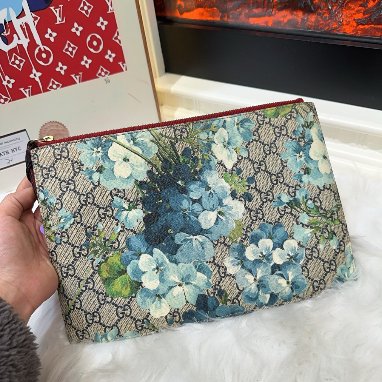 95新 GUCCI/古驰 Gucci古驰花卉手拿包gk386