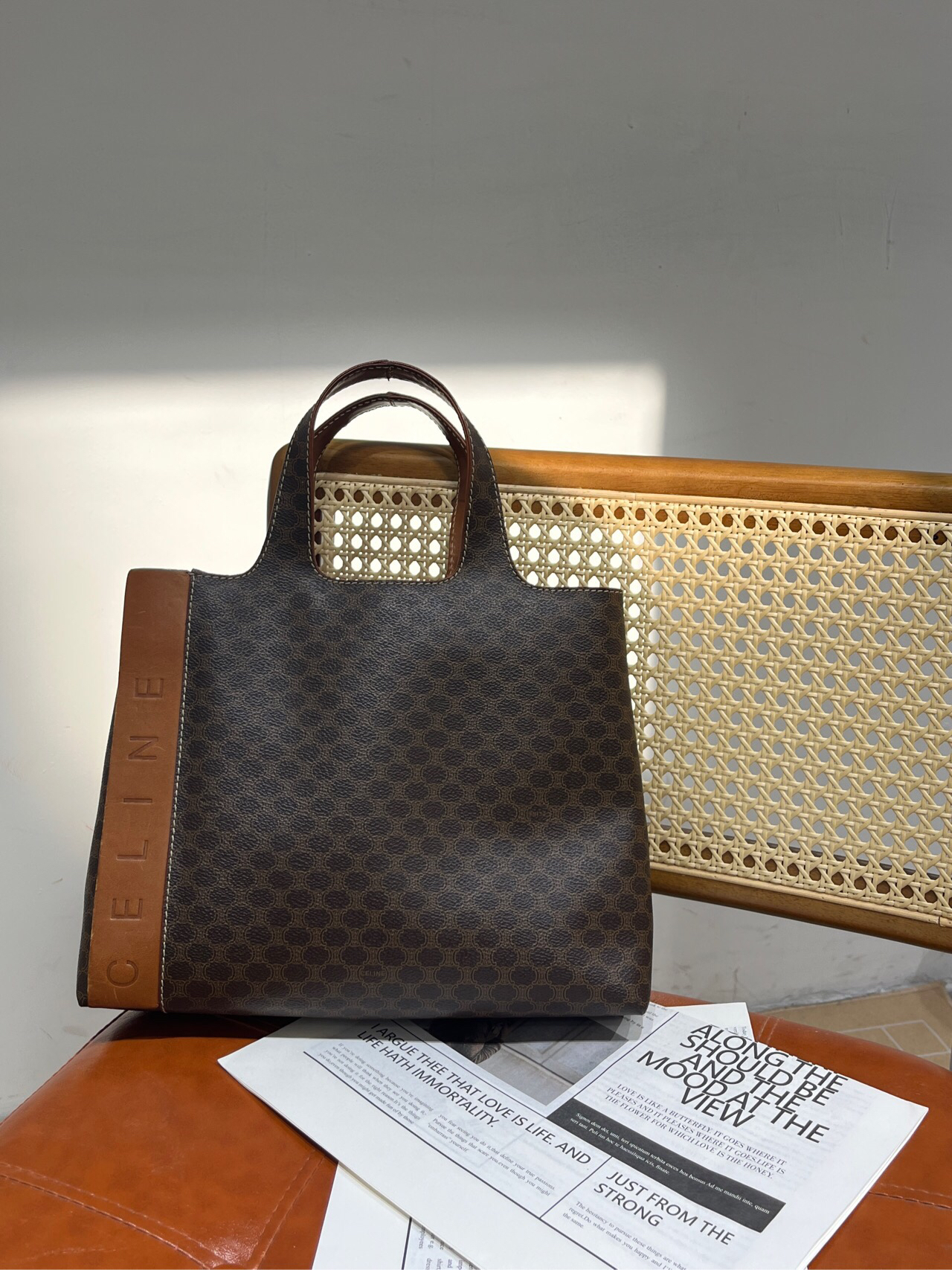 95新 Celine/思琳 Celine中古老花手提包a2708