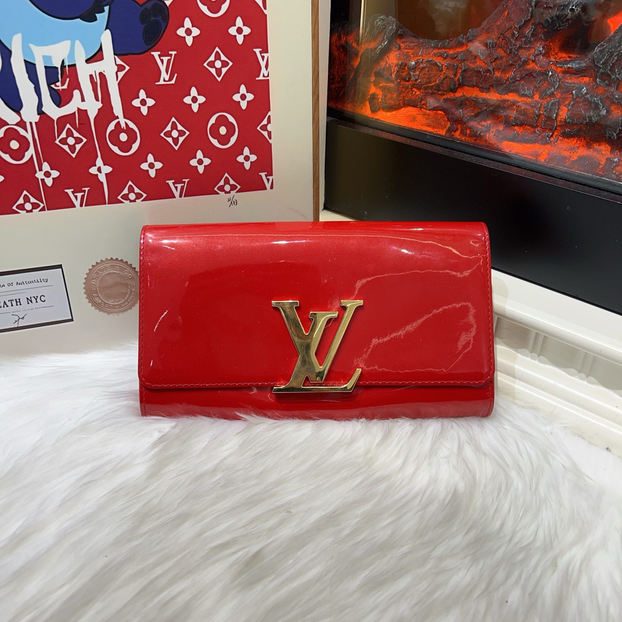 95新 LouisVuitton/路易威登 lv漆皮大logo长款大手包 a5770