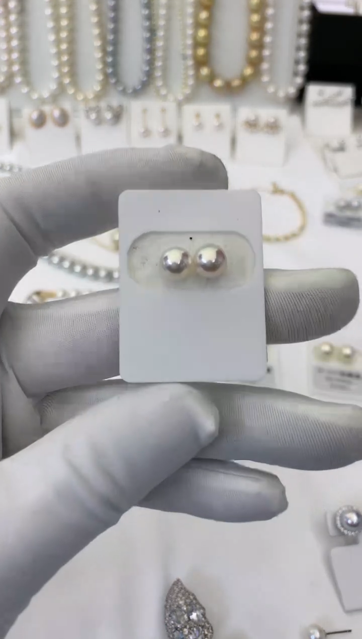 【闪购商品】海水珍珠耳饰18K金镶嵌定制 6-7干枯玫瑰色