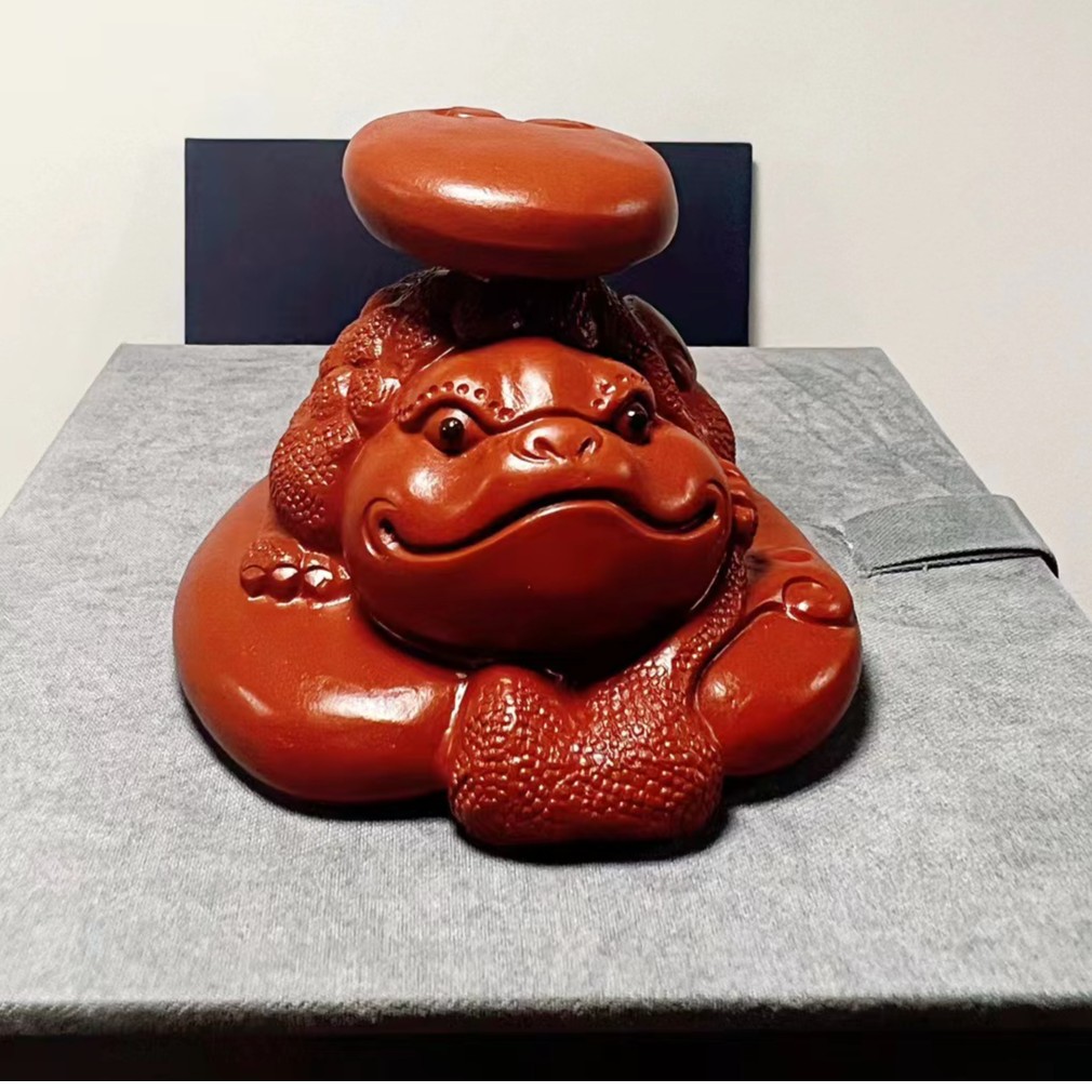 宜兴原矿紫砂大红袍蟾宝盖托