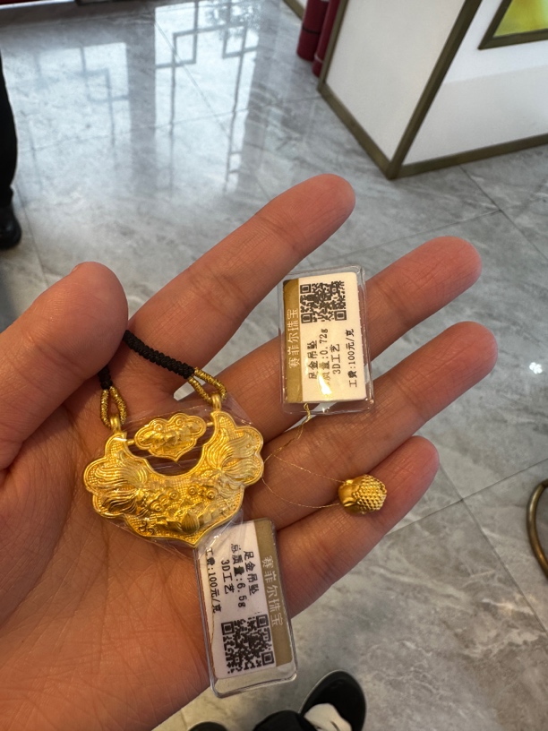足金锦鲤锁+佛头