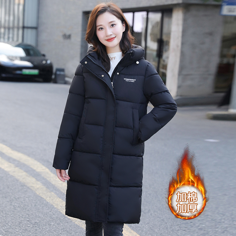 2025年中长款羽绒棉服女时尚百搭宽松休闲版加厚冬季韩版棉袄外套