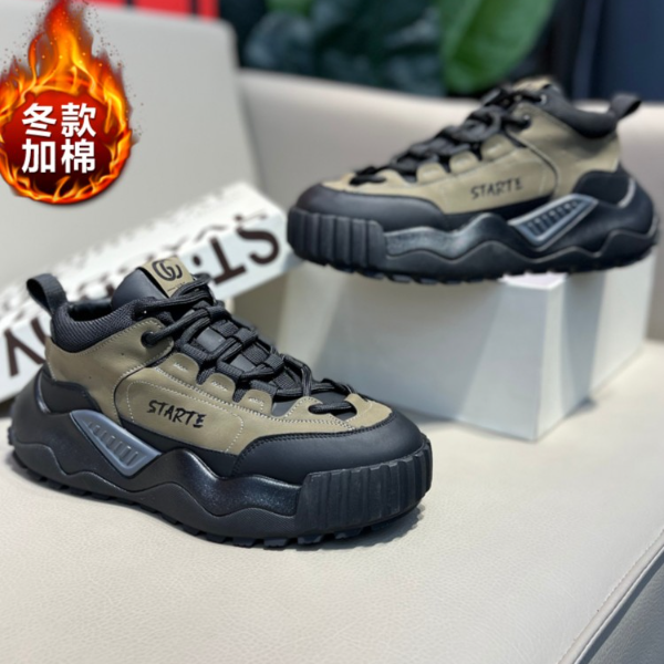 男潮鞋冬季男新款加绒保暖老爹鞋舒适软底韩版休闲鞋户外加厚时尚