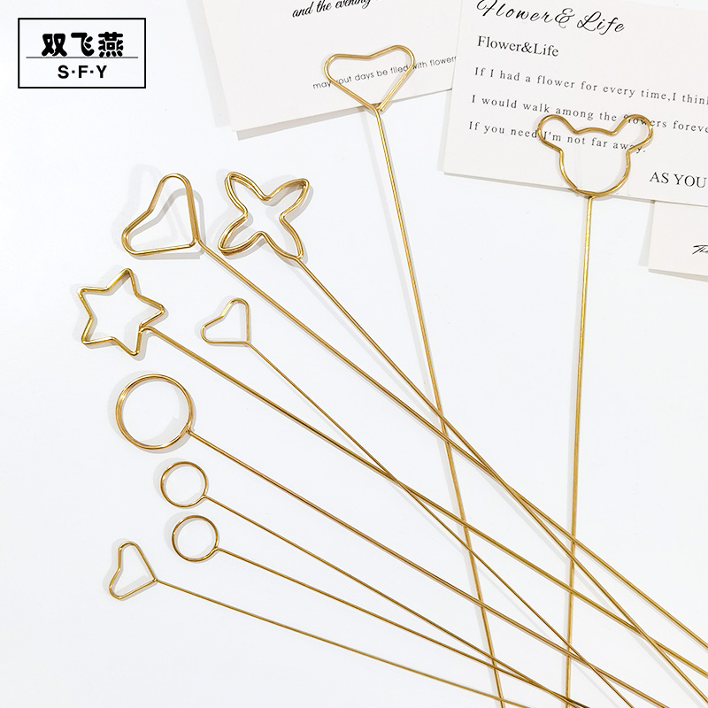 欧式圆形卡片夹金属插杆开业花篮装饰鲜花包装材料花店用品