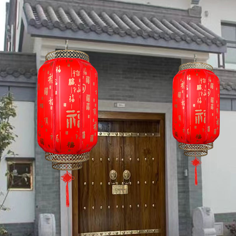 仿羊皮灯笼户外防水开业婚庆节日大红中式仿古红灯笼酒店灯笼国风