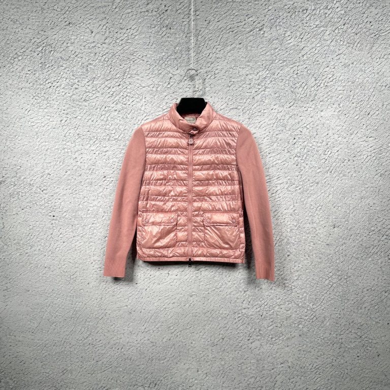 99 Moncler 蒙口/盟可睐 粉色薄款针织拼接羽绒服外套 尺码：S