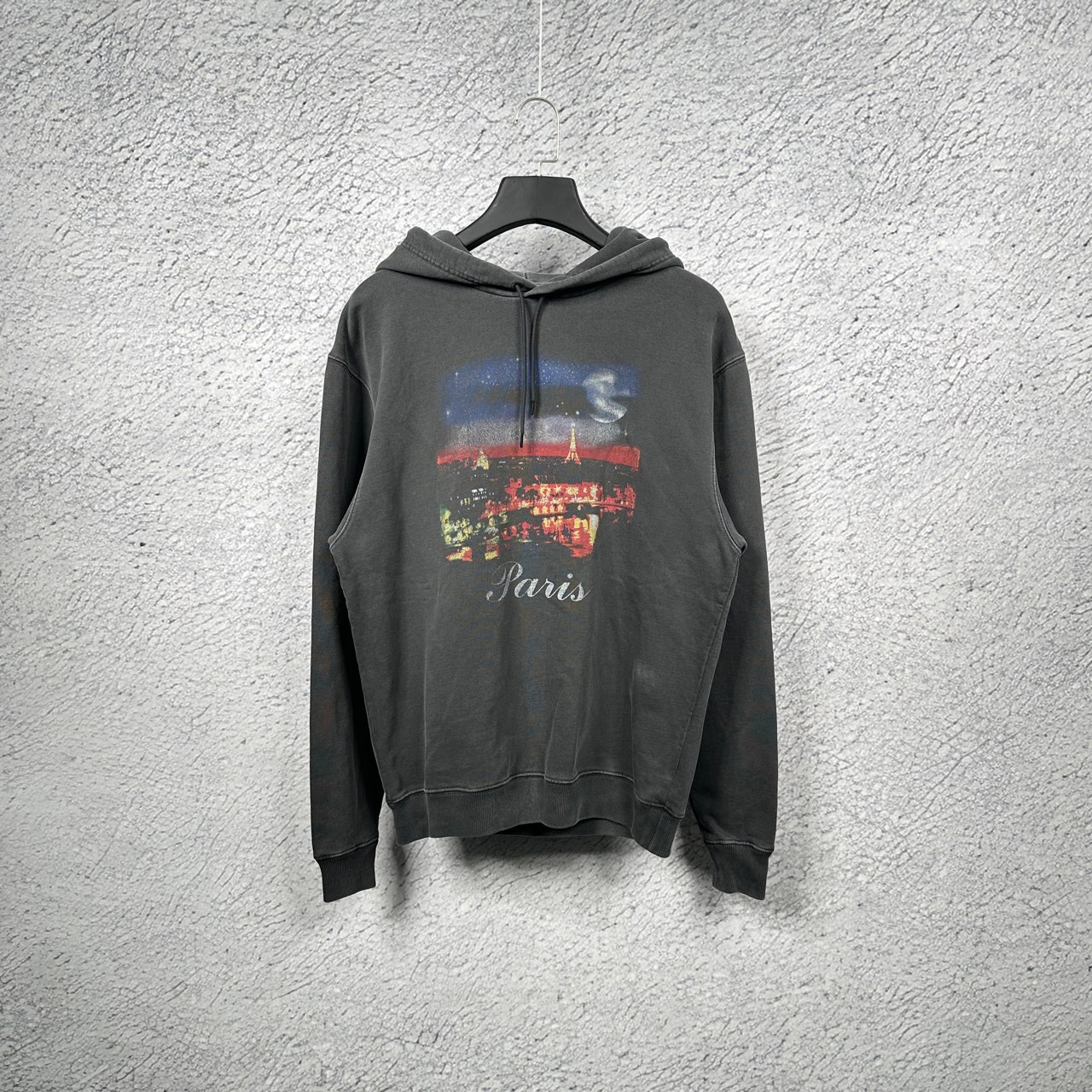 99 BALENCIAGA 巴黎世家 巴黎夜景水洗做旧连帽卫衣尺码：S