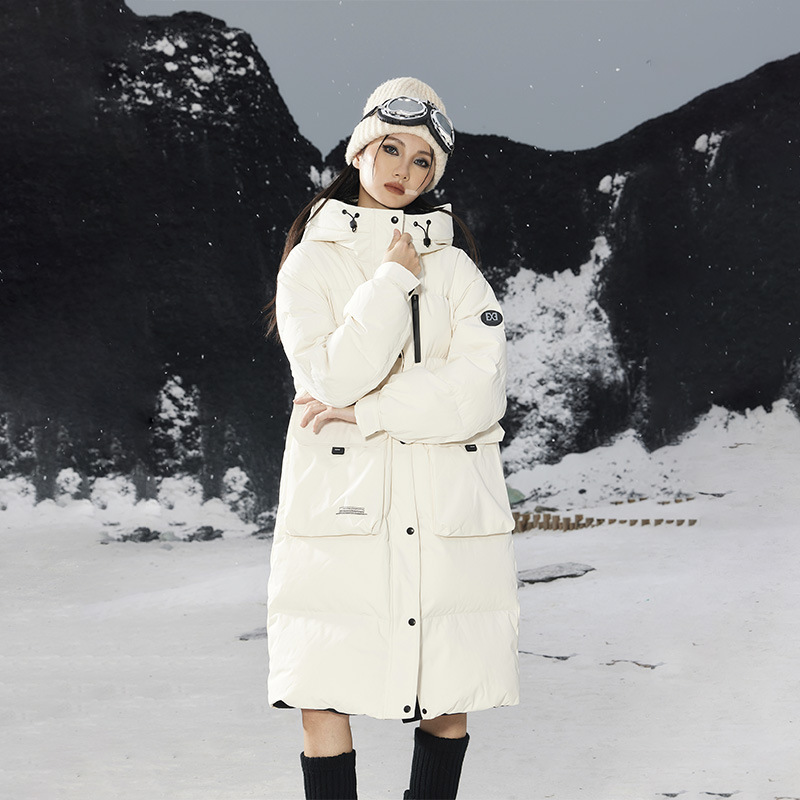 壹缺百搭工装羽绒服女中长款冬季新款连帽加厚过膝外套D40554