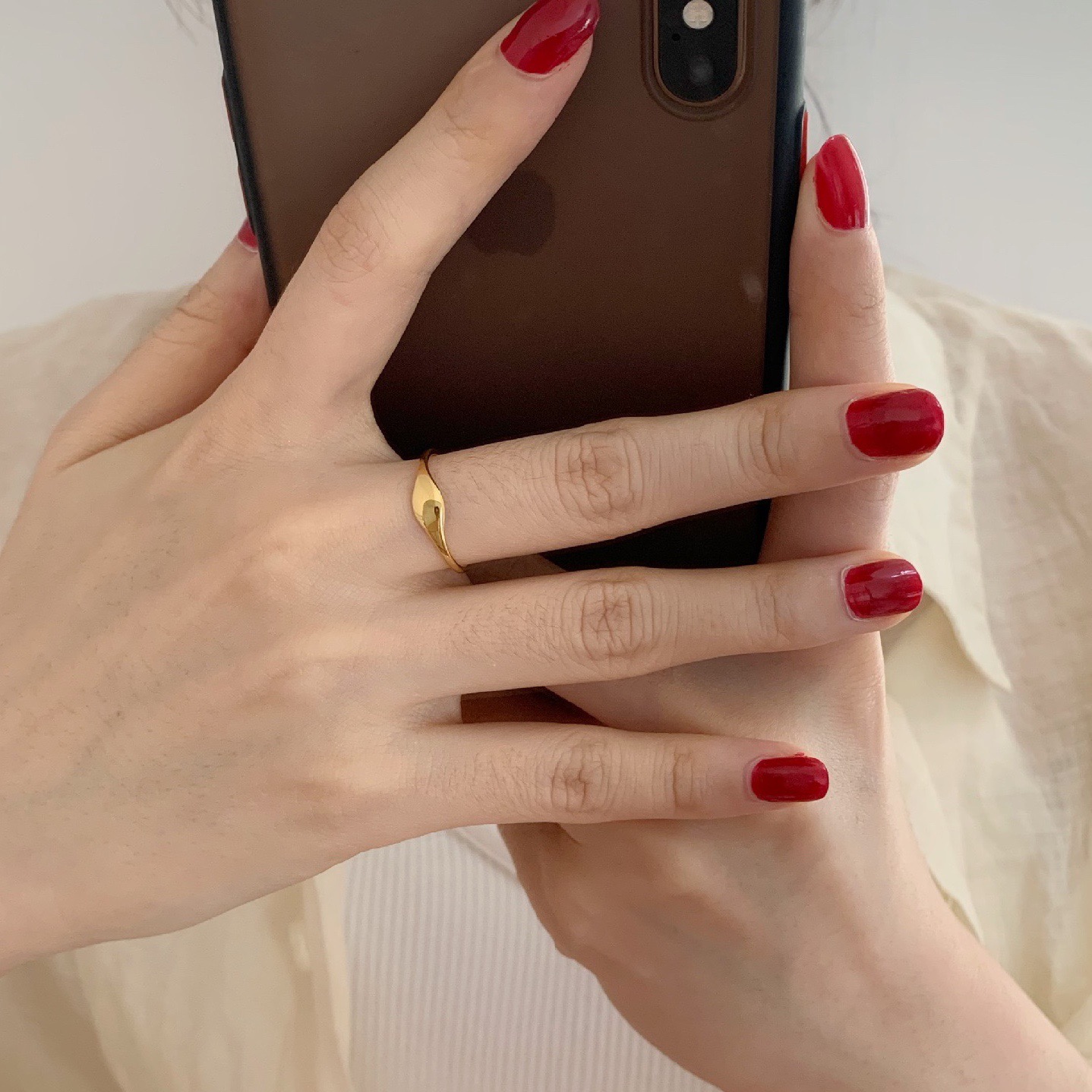 钛钢戒指 不掉色几何时尚光面CHCI欧美细戒指Y038