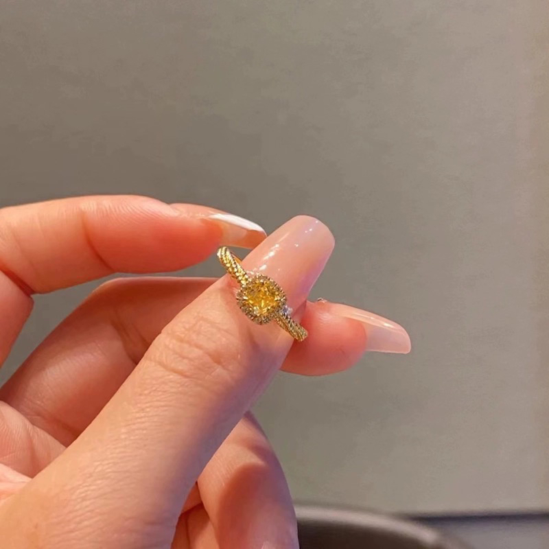 钛钢戒指 不掉色轻奢高级感小方糖甜美风开口可调节食指戒C127