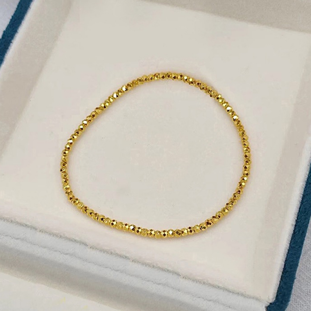 钛钢手链 不掉色轻奢高级感细款镭射珠蹦迪手链弹力绳手环C120