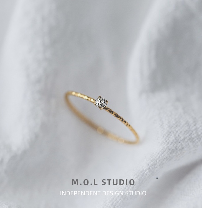 钛钢戒指 一颗小锆石满天星戒指简约气质闪耀食指戒Y022