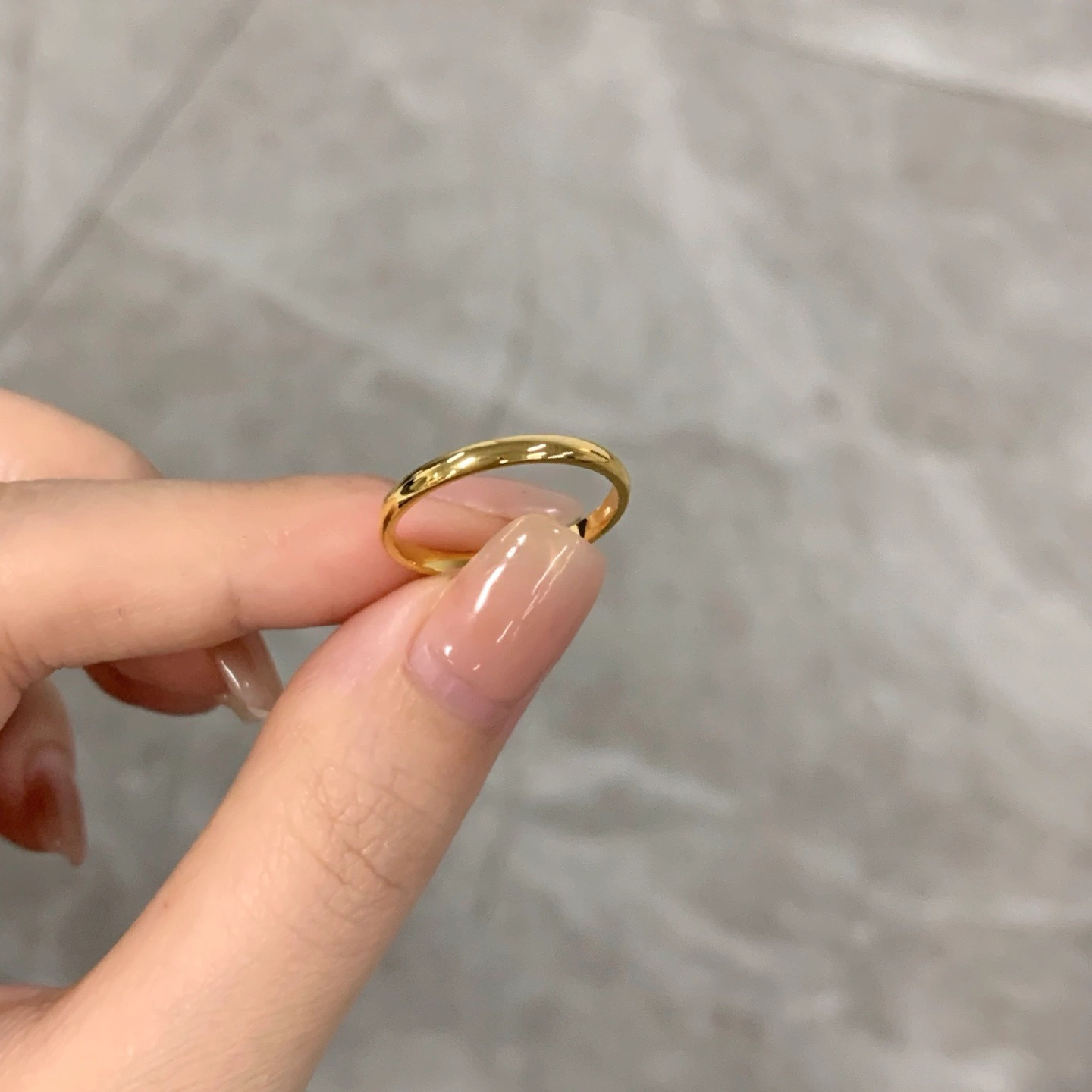 钛钢戒指 洗手不用摘随性浪漫简约细弧面金色素圈戒指显白B115