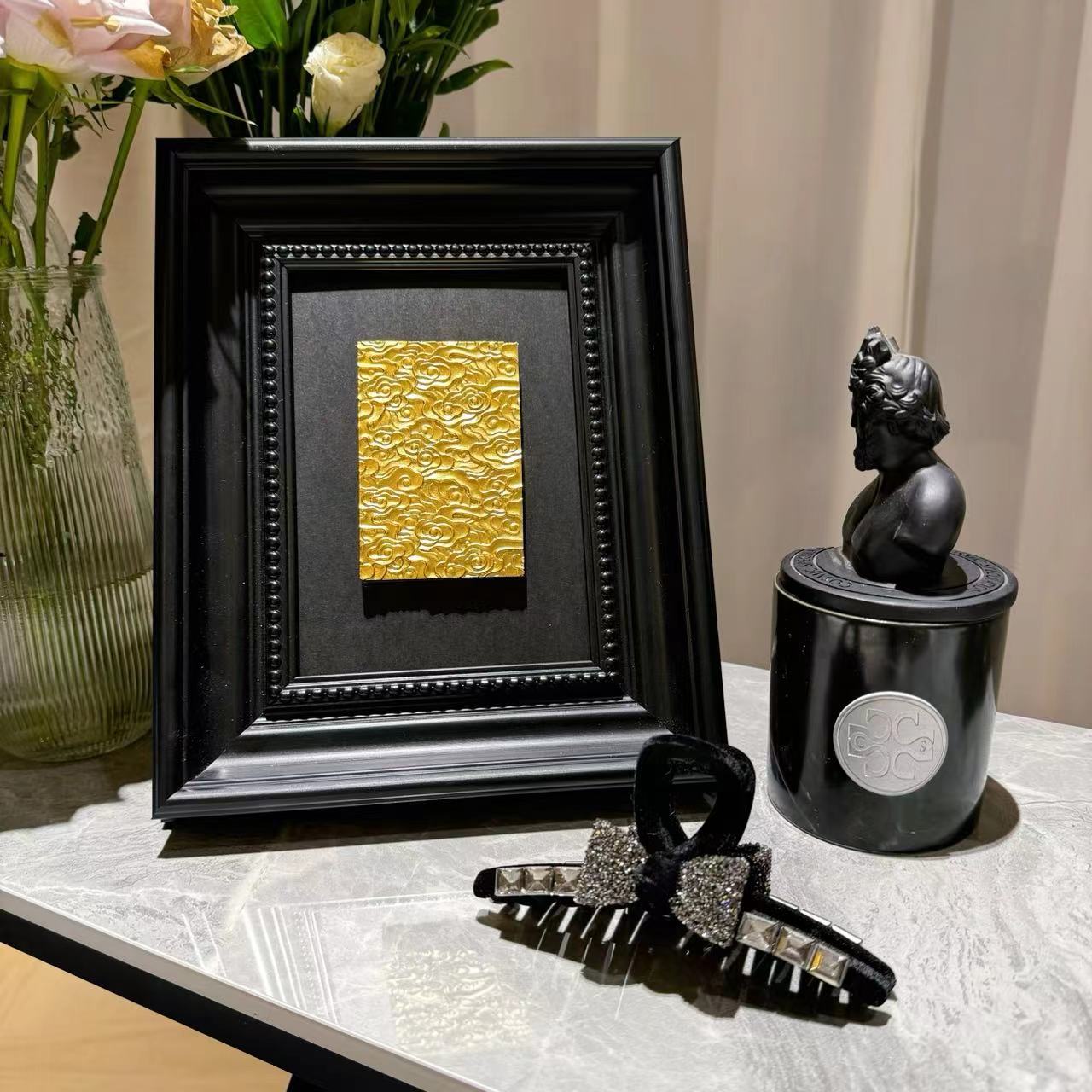 复古风黑白赫本风施华洛大抓夹