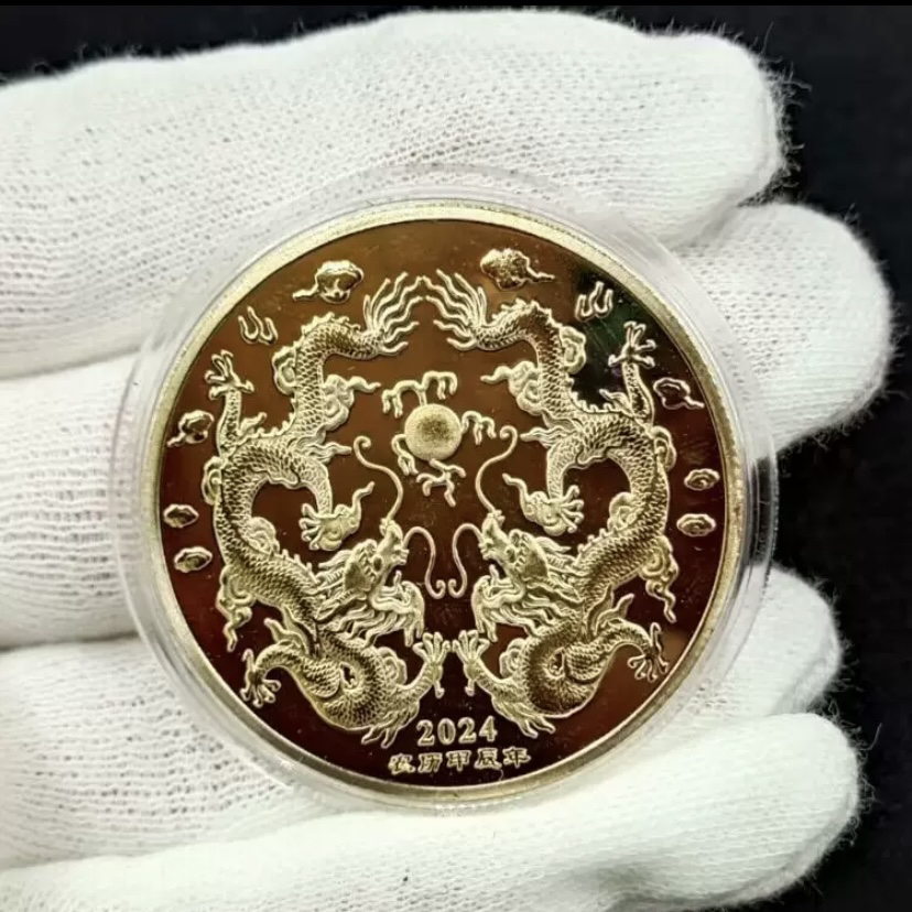 生肖龙年纪念章镀金2024龙年贺岁纪念品