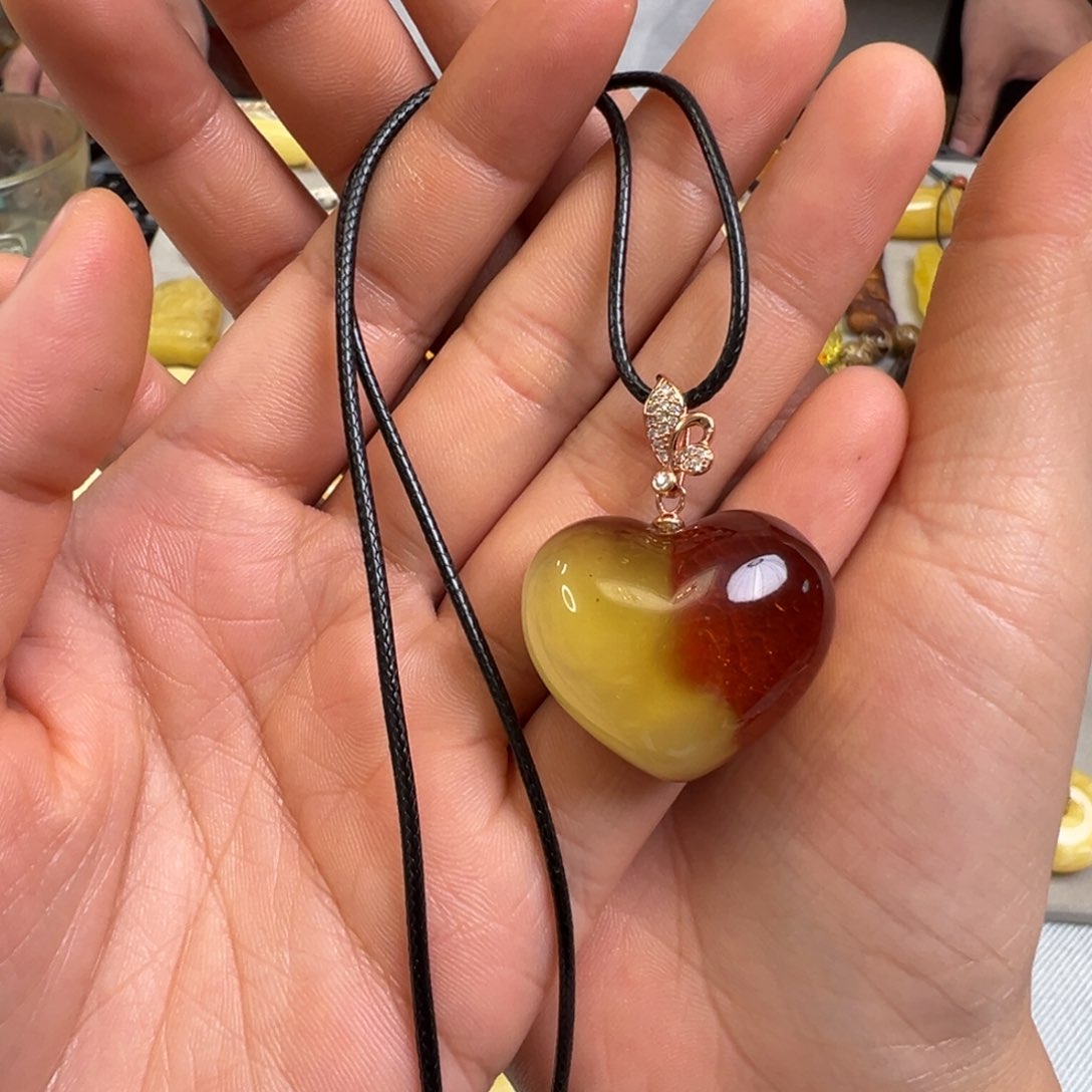 蜜蜡裸石银S925镀金镶嵌琥珀