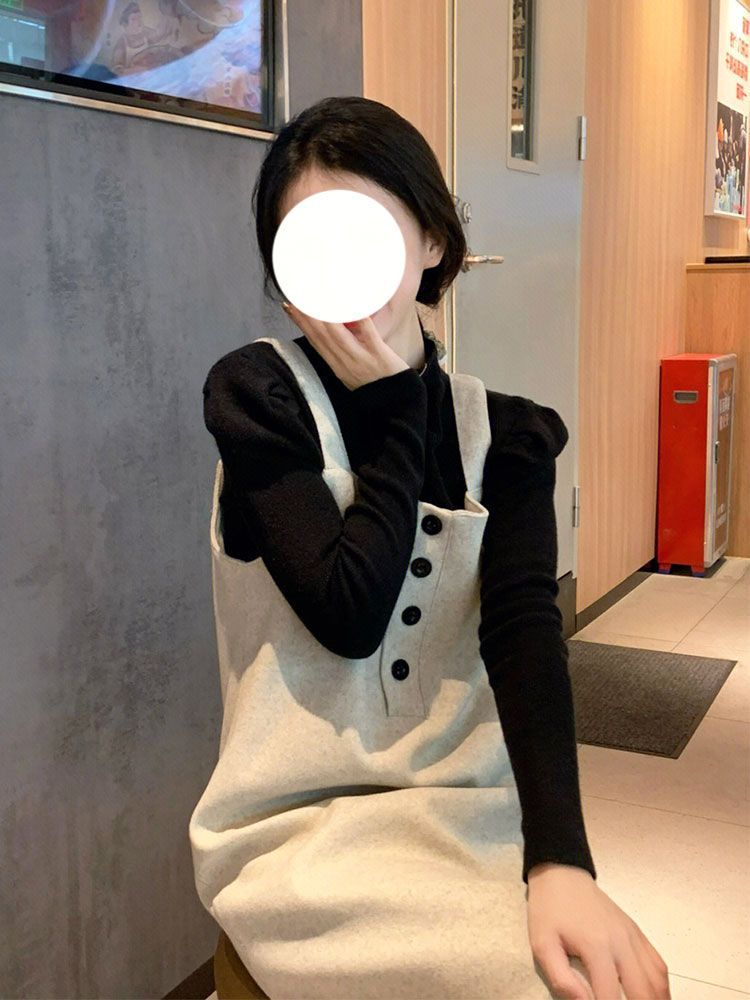 2023秋冬新款法式小香风高级感针织背带连衣裙子活泼减龄两件套装