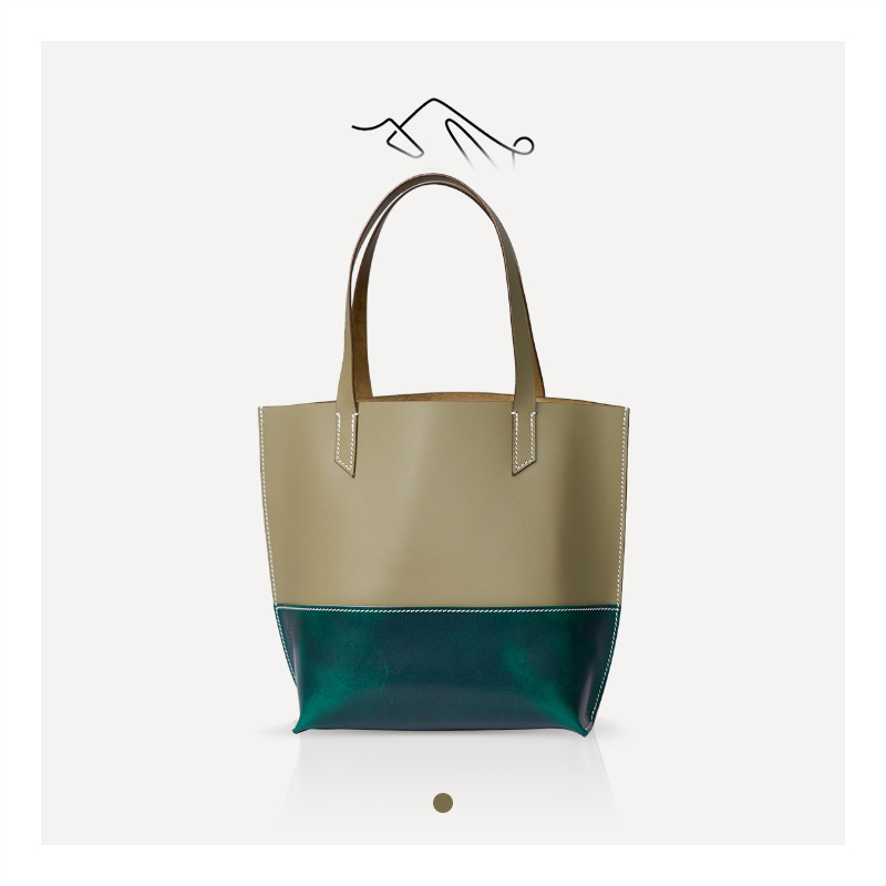 UNISOUL 头层牛皮拼接托特包女手提包潮流单肩包女 1058