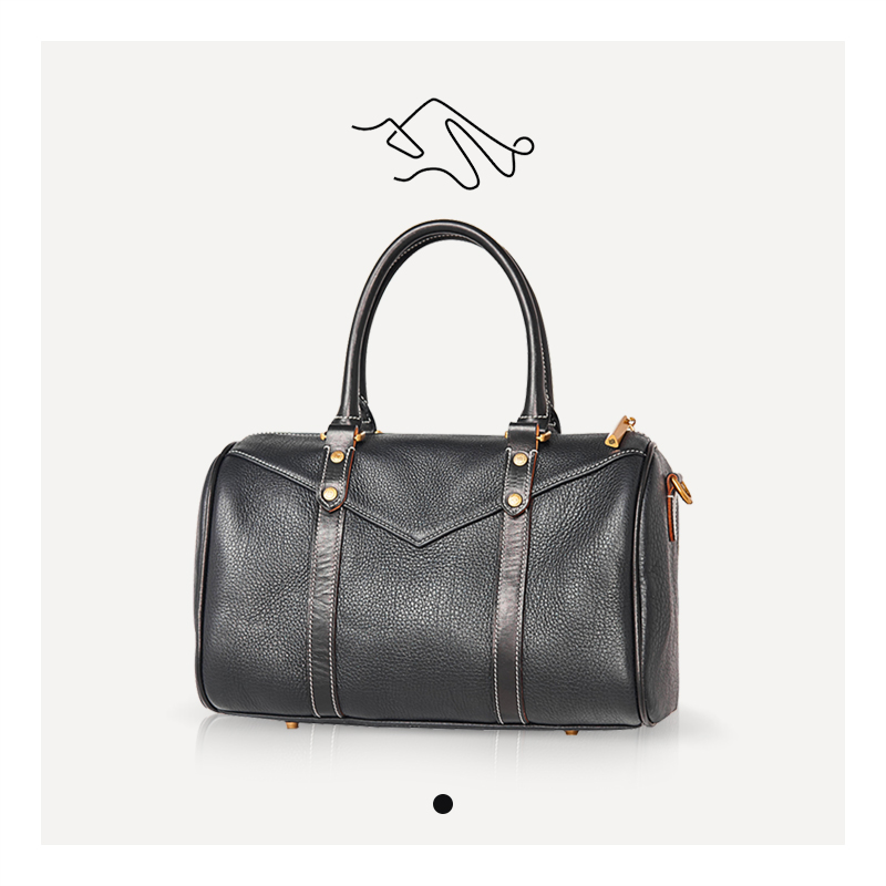 UNISOUL大号经典波士顿包手提包高级感真皮包 1053