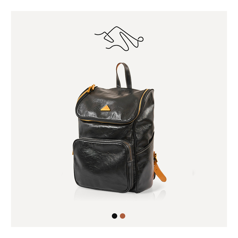 UNISOUL轻奢真皮双肩包女潮流旅行包男时尚中性双肩背包 2003