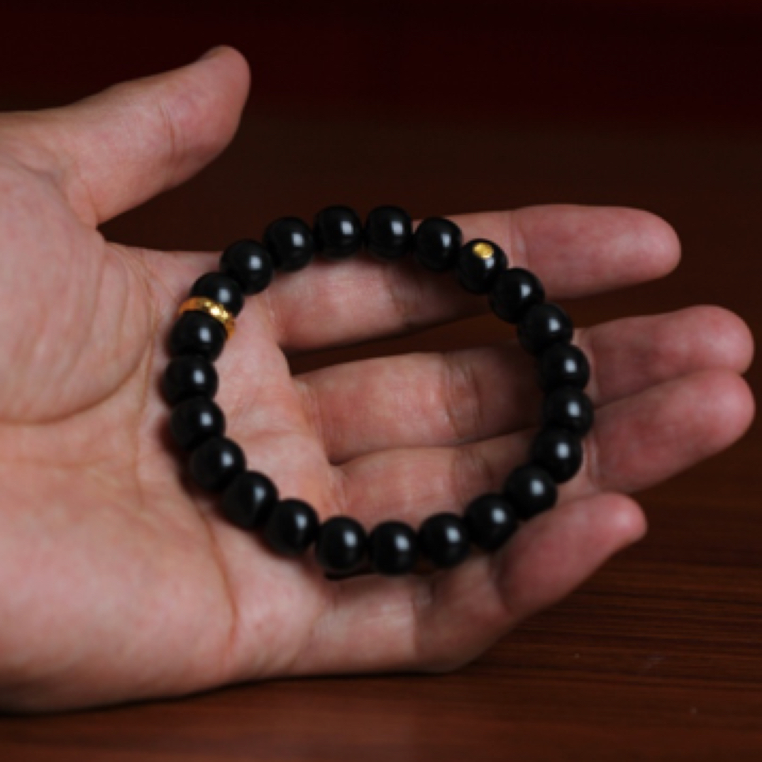 新疆和田玉黑青籽老型珠手串9x10（多样性发货取其一）