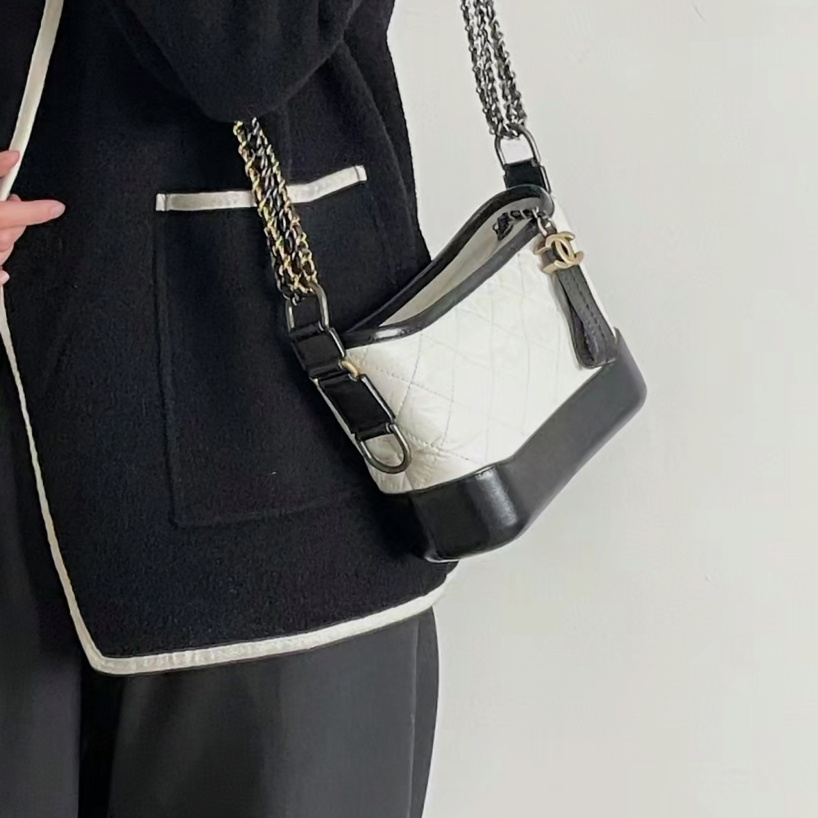 95新 Chanel/香奈儿 艾瑟尔奢品/熊猫小号流浪时尚单肩包/9042