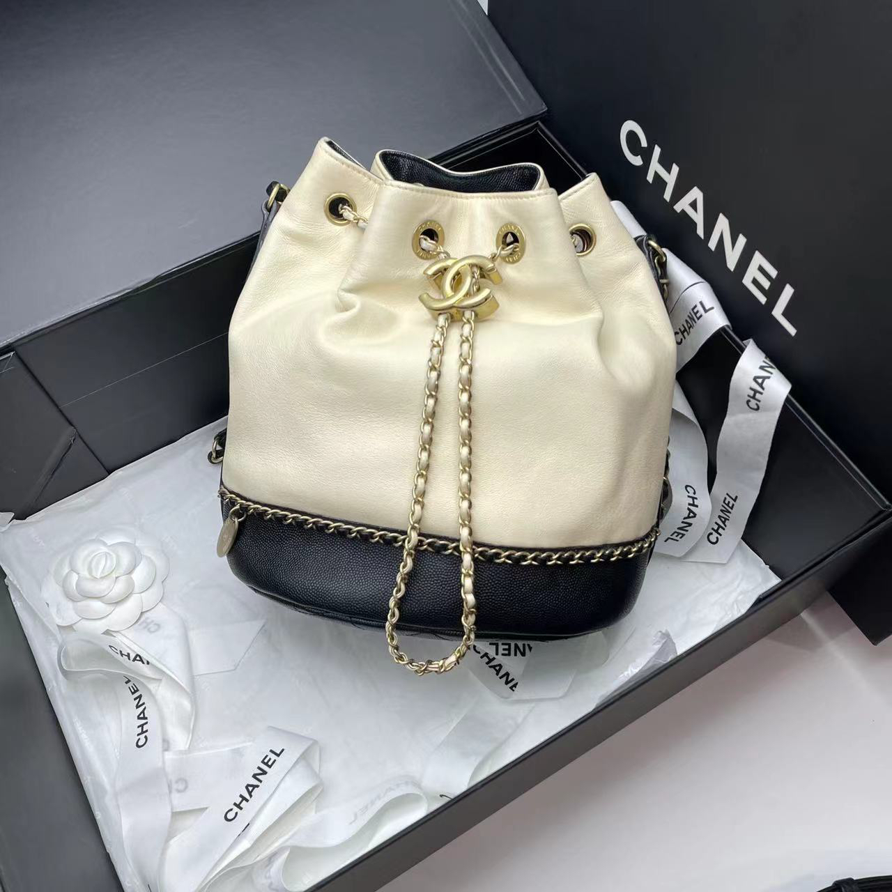 95新 Chanel/香奈儿 白金水桶包单肩包/9011/DT039