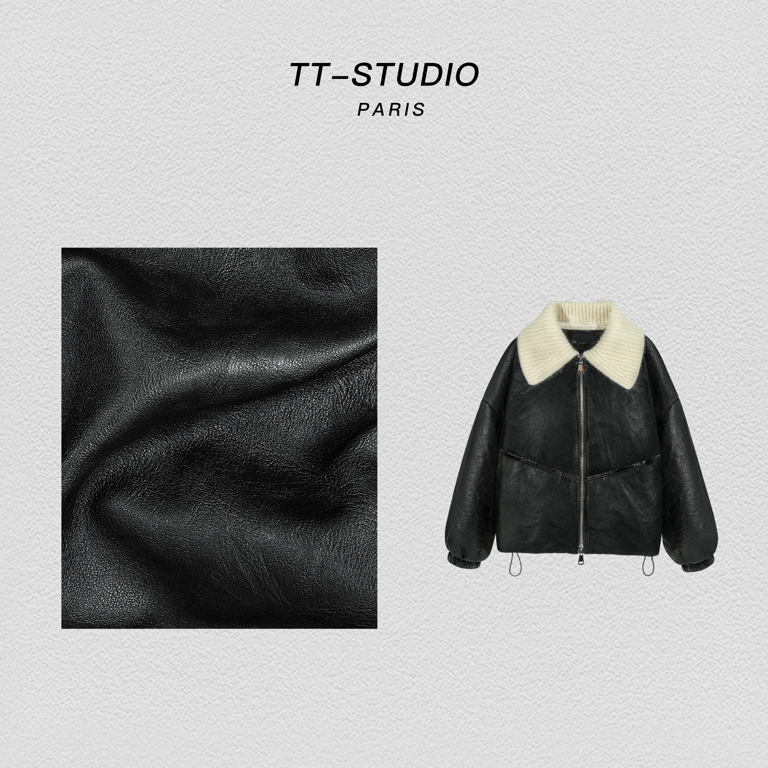 MCOMINILIVES【娃娃领】意大利进口小牛皮+90%白鹅绒羽绒服23407