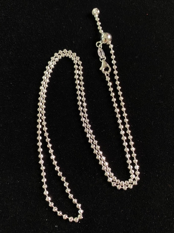 链子925银 925银项链细版切割面全调节50cm时尚百搭简约气质白色）