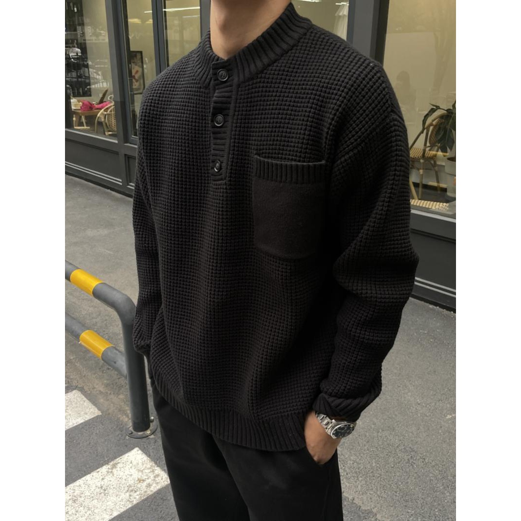 【小扬哥推荐】亨利领圆领老钱风毛衣男色长袖针织衫复古休闲高