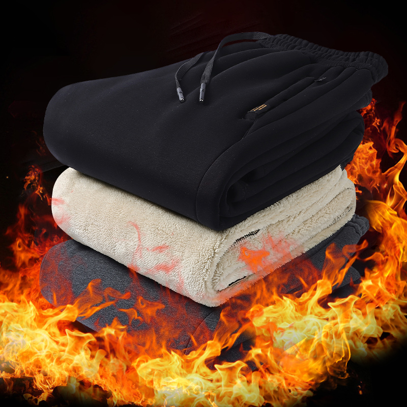 羊羔绒裤子男冬季加绒加厚棉裤秋冬款运动卫裤宽松显瘦男士休闲裤